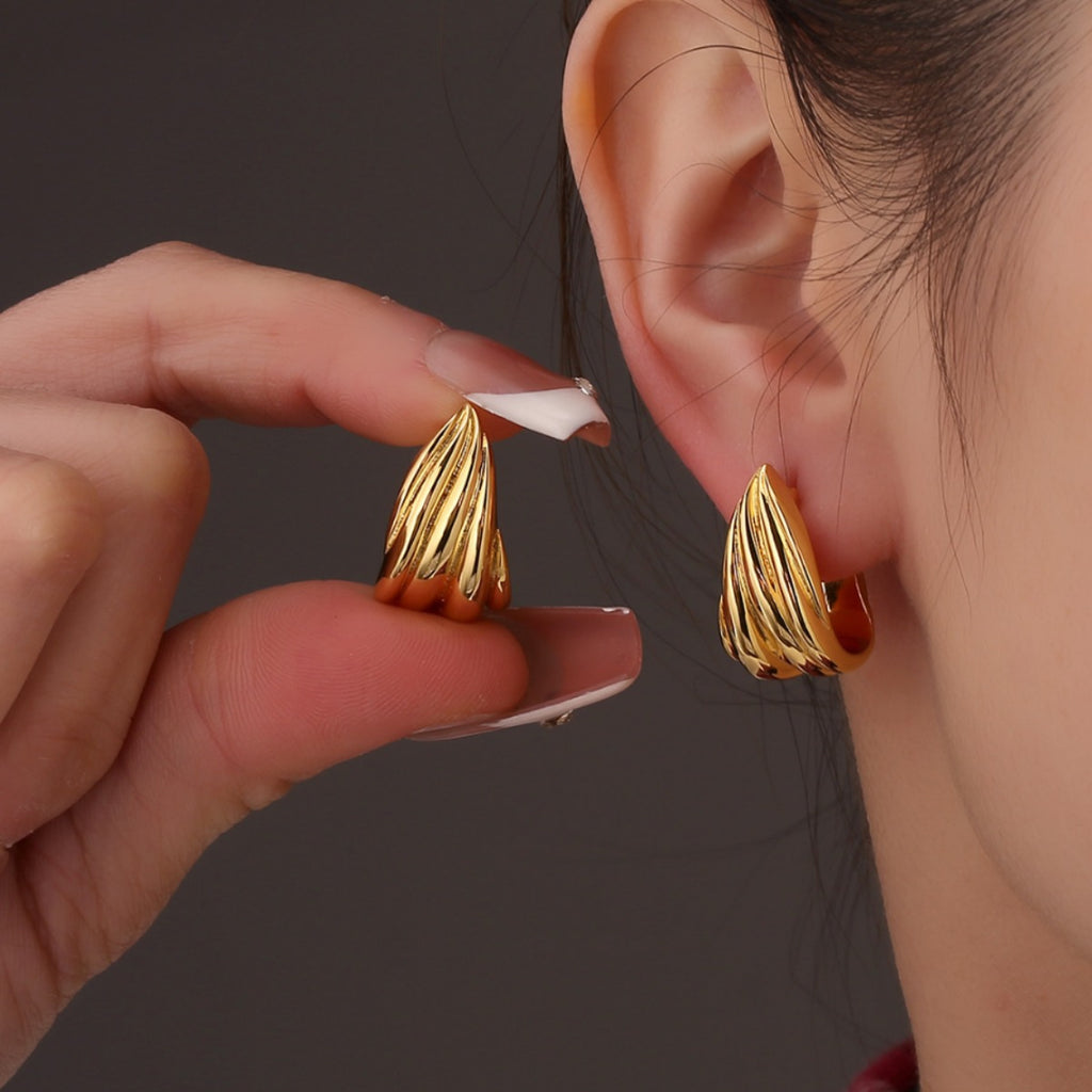 CYE0331 French Style Earrings for Women, Metal Irregular Simple Twisted Design Earrings