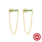 S925Sterling Silver Tassel Long Bowknot Inlaid Diamond Ear Thread Earrings Star Moon Stud Earrings for Women