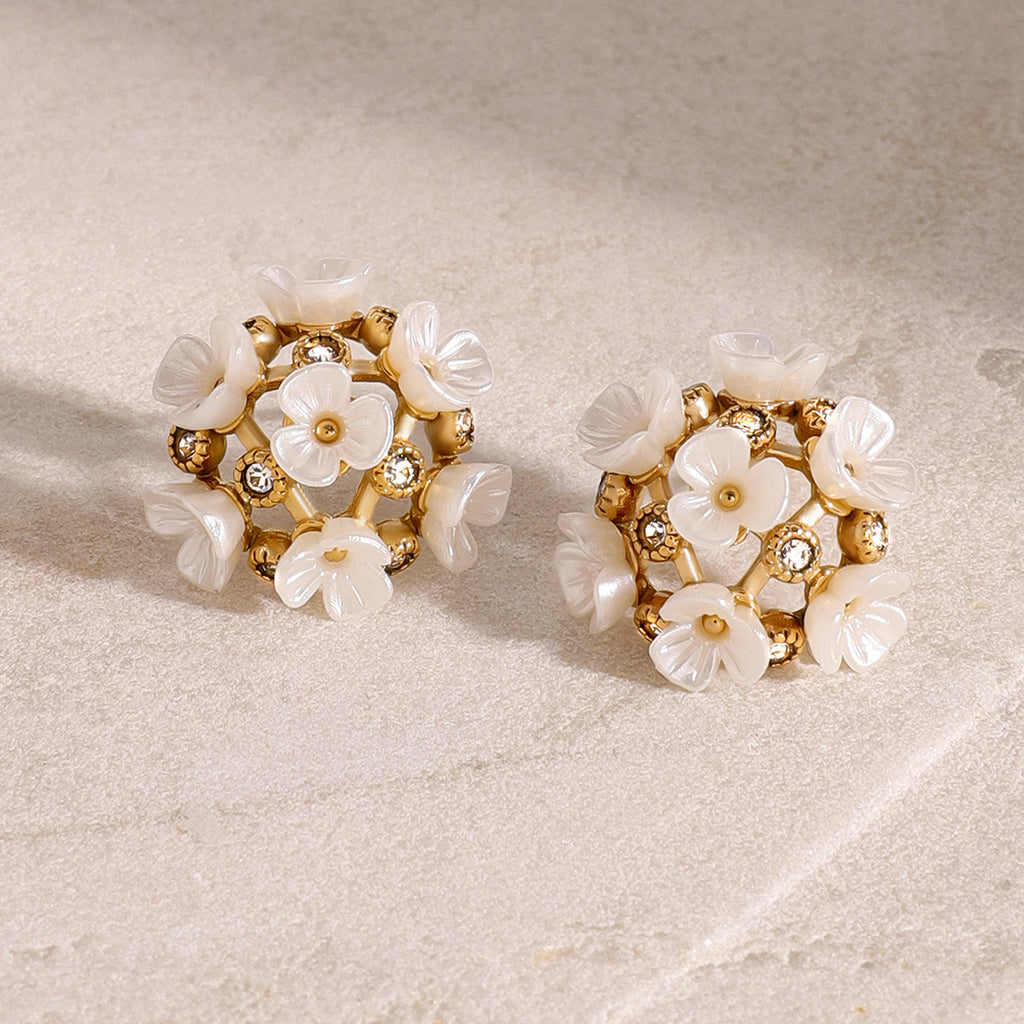 2H Stainless Steel Zircon Flower Earrings Non-Fading Earrings Ear Jewelry earrings