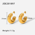 Openwork Stainless Steel Hoop Earrings in 18K Gold-Tone with a hoop design profile