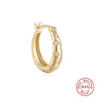 S925Pure Silver Classic Inlaid Diamond Five-Pointed Star Eight-Pointed Star Hoop Earrings Ear Clips Ear Jewelry Hot-Selling High-End Earrings