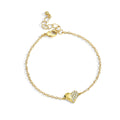 Gold-Plated Brass Crystal Heart Bracelet — surface finish detail