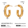 Cubic Zirconia Stainless Steel Stud Earrings in Gold-Plated — Defined Silhouette — alternate product view — jewelry finish and design detail