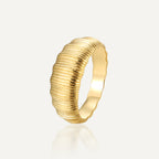 R0140 Bread Pattern Smooth Gold-Plated Ring for Women, Unique Fashionable Minimalist Style gold