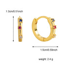 E0513 Fashionable Simple Three-Color Zircon Earrings for Women Copper Gold-Plated Ear Clips