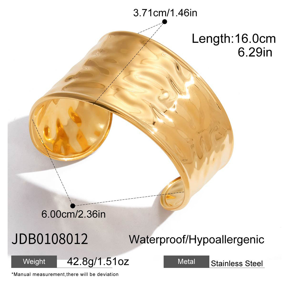 Melard Wide Resin Bracelet gold Stainless Steel Jewelry for Women