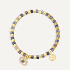 B0286 Fashion Jewelry Devil's Eye Inlaid Zircon Geometric Blue Point Quartz Beads