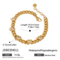 Gold-Plated Baroque Pearl Open Profile Cuff Stainless Steel Bracelet — product styling