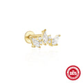 Zircon Tassel 925 Sterling Silver Cartilage Stud Earrings — craftsmanship detail — alternate angle 2 — jewelry finish and design detail