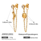 Heart-shaped Stud Earrings18K Gold Stainless Steel Necklace Accessories Women's Jewelry