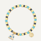 B0272 Chalcedony Blue Shell Beaded Fashion Trend Sailboat Bracelet