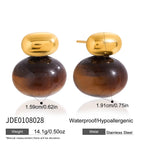 2H Tiger Eye Stone Earrings Autumn Winter Ear Accessories Stainless Steel Jewelry Non-Fading