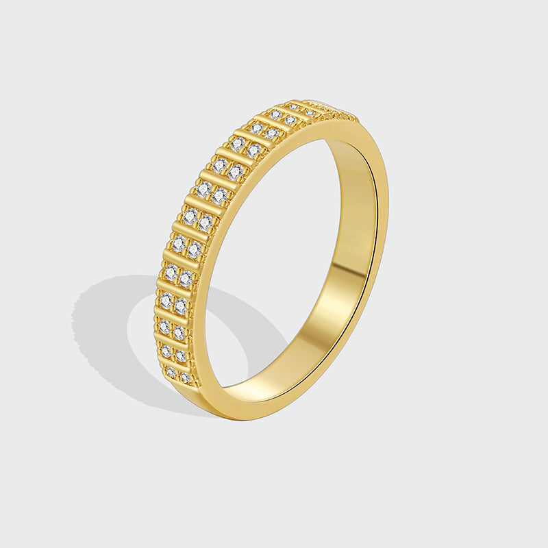 R0576 French Fashion Simple Design Ring for Women Brass Gold-Plated Micro-Inlaid Zircon Ring