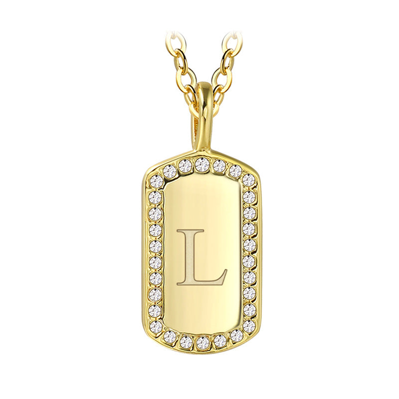 N0046 Gold-plated26Letter Square Necklace for Women, Simple Design English Choker Jewelry