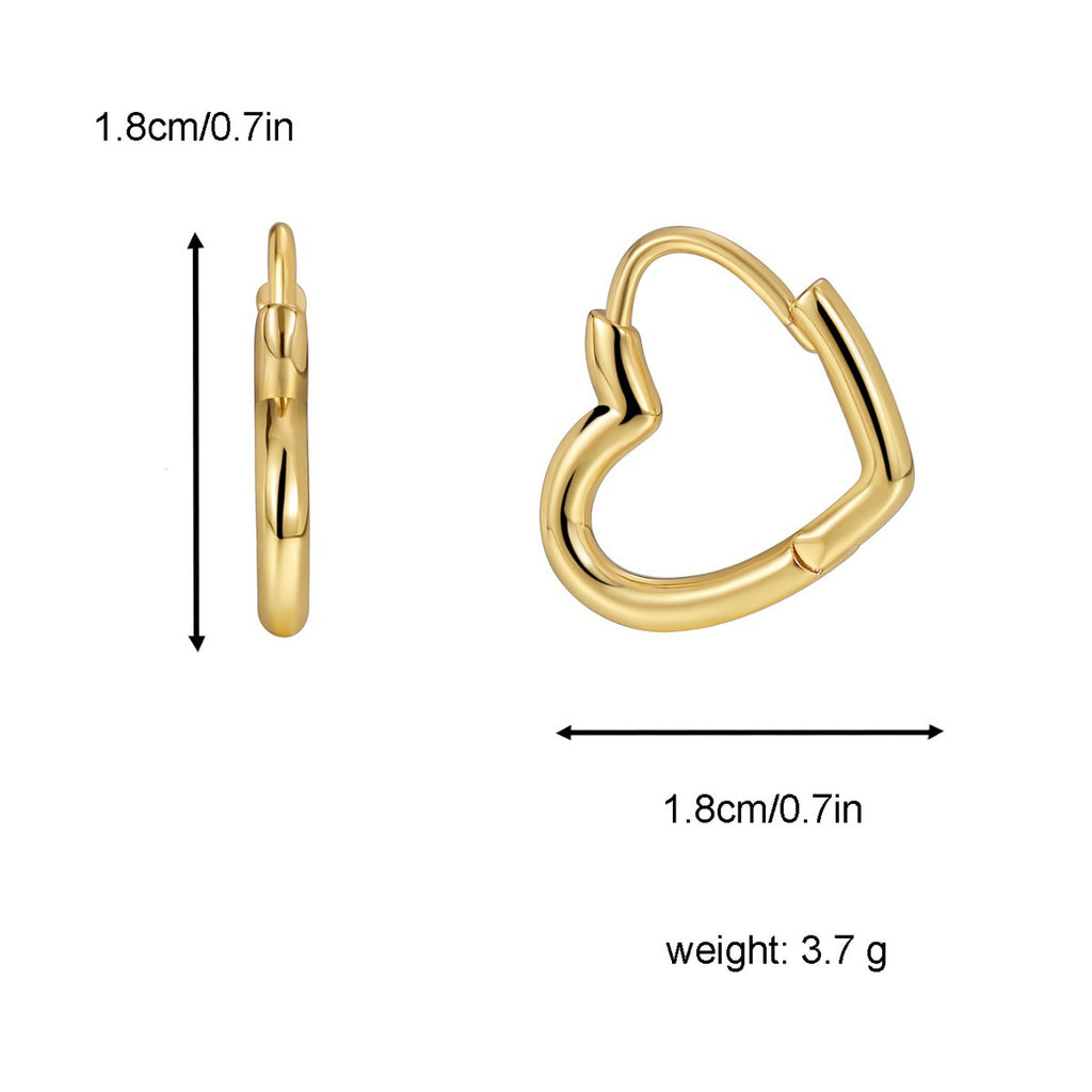 E0338 Simple Design Earrings for Women Heart Fashion Gold-Plated Ear Jewelry
