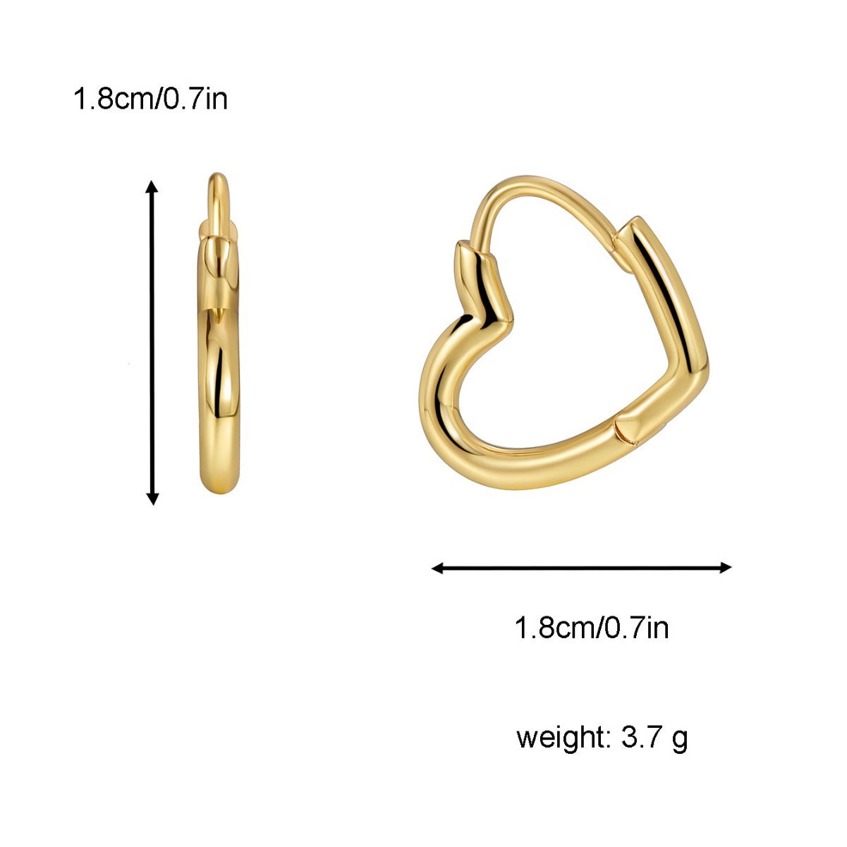E0338 Simple Design Earrings for Women Heart Fashion Gold-Plated Ear Jewelry