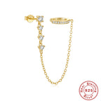 S925Sterling Silver Single Row Diamond-Studded Non-Pierced Ear Clips Tassel Single Diamond Stud Earrings Hot-Selling Earrings Jewelry