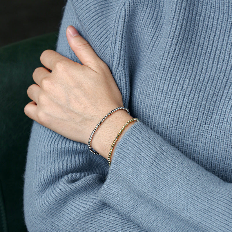 Real Gold Plated Color Retention Bead Bracelet for Women Gold-plated Round Bead Bracelet Mixed Beads