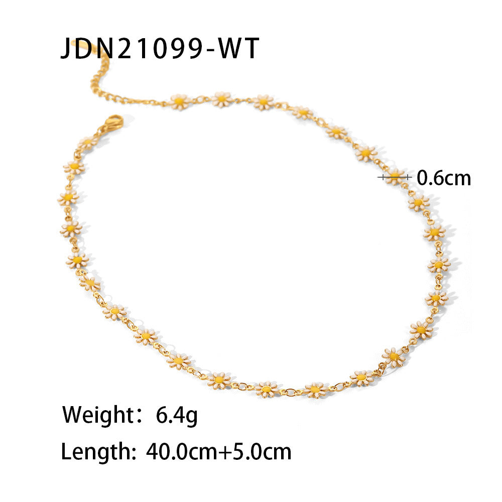 2025New Jewelry Necklace Bracelet18K Gold White/Colorful Daisy Chain Necklace Bracelet