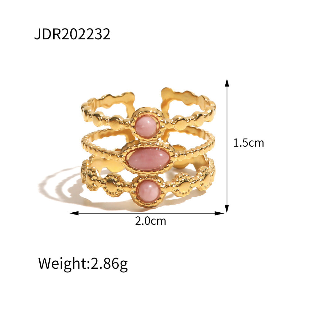 Jewelry Vintage Stainless Steel Gemstone Ring 18k Vintage Gold-Plated Jewelry rings Female