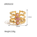 18K Gold-Tone Stainless Steel Stone Vintage Ring styled for independent jewelry boutiques