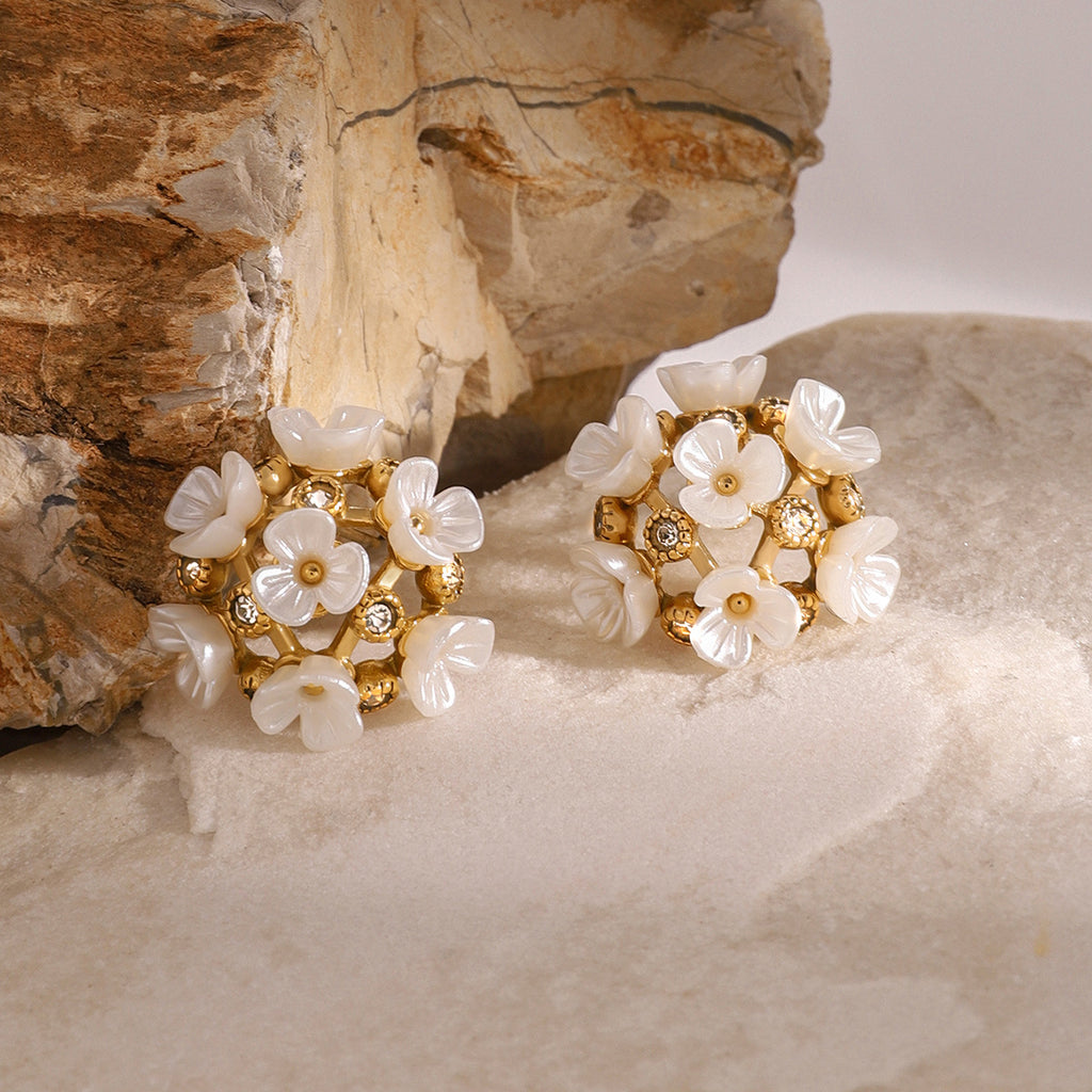 2H Stainless Steel Zircon Flower Earrings Non-Fading Earrings Ear Jewelry earrings