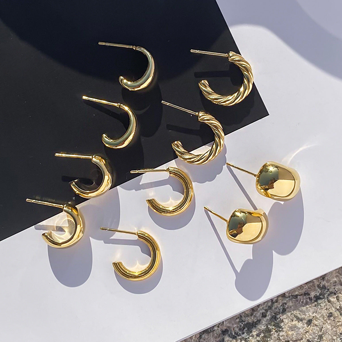 2H Geometry c Stainless Steel Earrings for Women