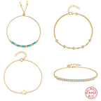 S925 Sterling Silver Five Pointed Star Diamond Circle Bracelet