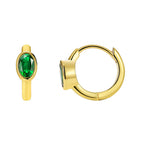 E0519 Fashion Design Simple Style Hoop Earrings for Women Brass Gold Plated with Green Zircon Ear Clips
