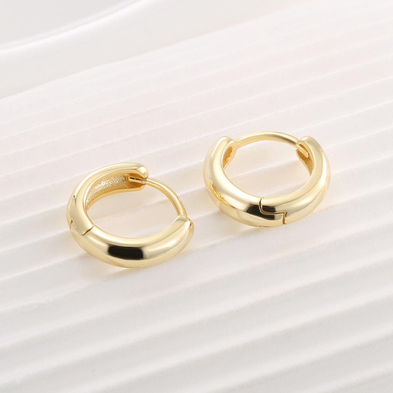 SE0117 S925Minimalist Smooth Surface Design Plated14K Gold Earrings Female Metal Ear Jewelry