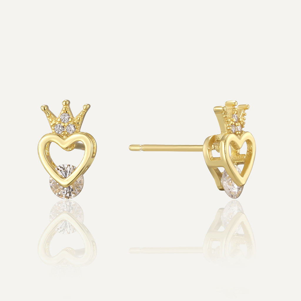 SE0271 Crown Heart Earrings for Women925Sterling Silver Ear Piercing Earrings Design Sense Ear Jewelry