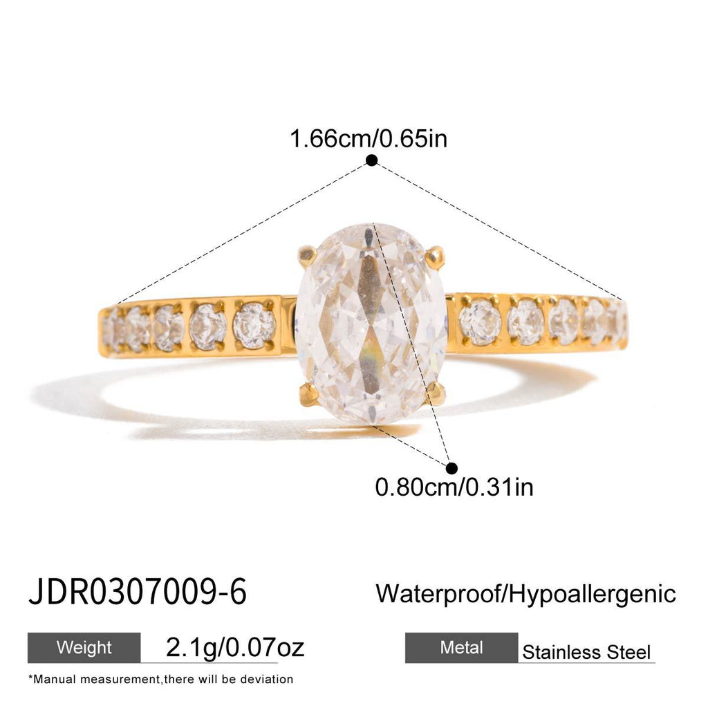 2H Zircon Ring Non-Fading Necklace Women's Finger Bracelet Stainless Steel Jewelry