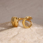 Stainless Steel18K Gold Ring Open Hollow Irregular Design Versatile