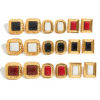 Stainless Steel Agate Stud Earrings for Women, Non-Fading Earrings Jewelry