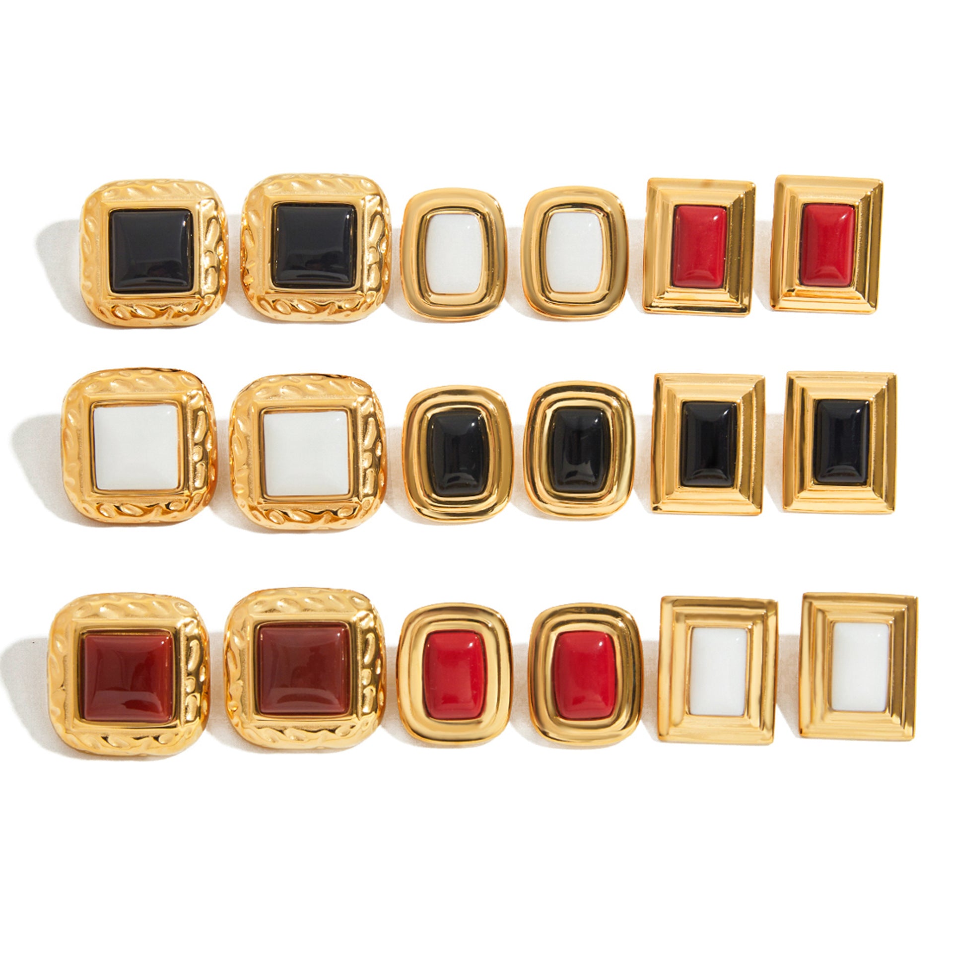 Stainless Steel Agate Stud Earrings for Women, Non-Fading Earrings Jewelry