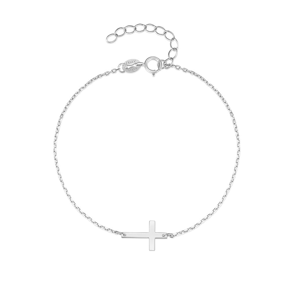 S925 Sterling Silver Cross Bracelet for Women Minimalist Jewelry