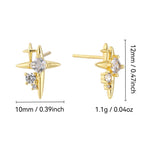E0758 Korean Style Fashion Asymmetric Design Earrings for Women Star Shiny Zircon Inlaid Gender-Neutral Ear Jewelry