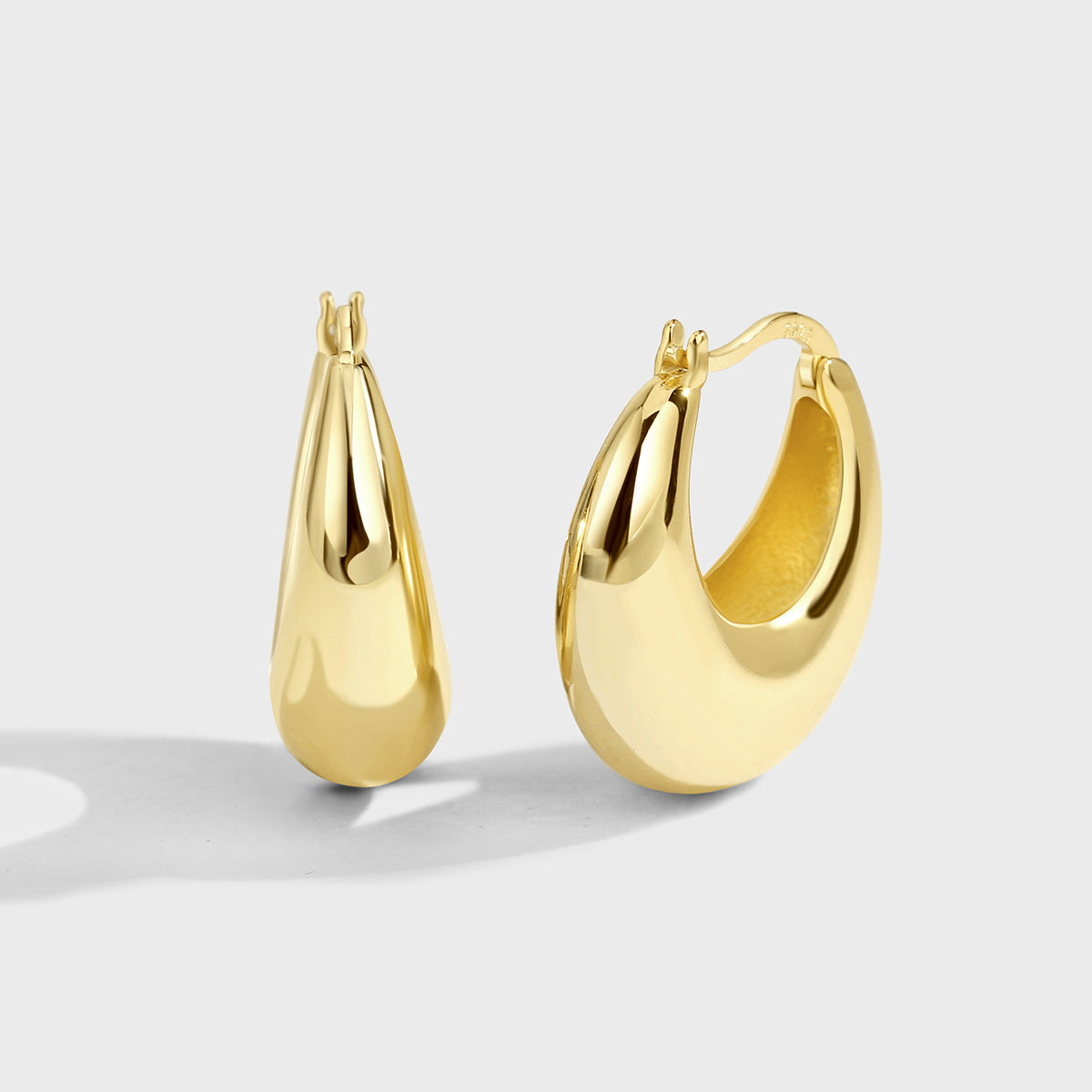 E0284 Fashionable Modern Arc-Shaped Brass Gold-Plated Earrings Simple Chubby C Women's Earrings