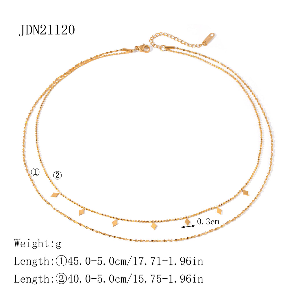 Double Layer Stacked Necklace Collarbone Chain Stainless Steel Jewelry Non-Fading