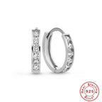 S925Sterling Silver Cluster Diamond Geometric Hoop Earrings Hot-Selling Trendy Ear Jewelry