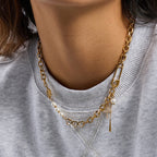 Stainless Steel Zircon Paperclip Necklace Collarbone Chain Non-Fading Jewelry