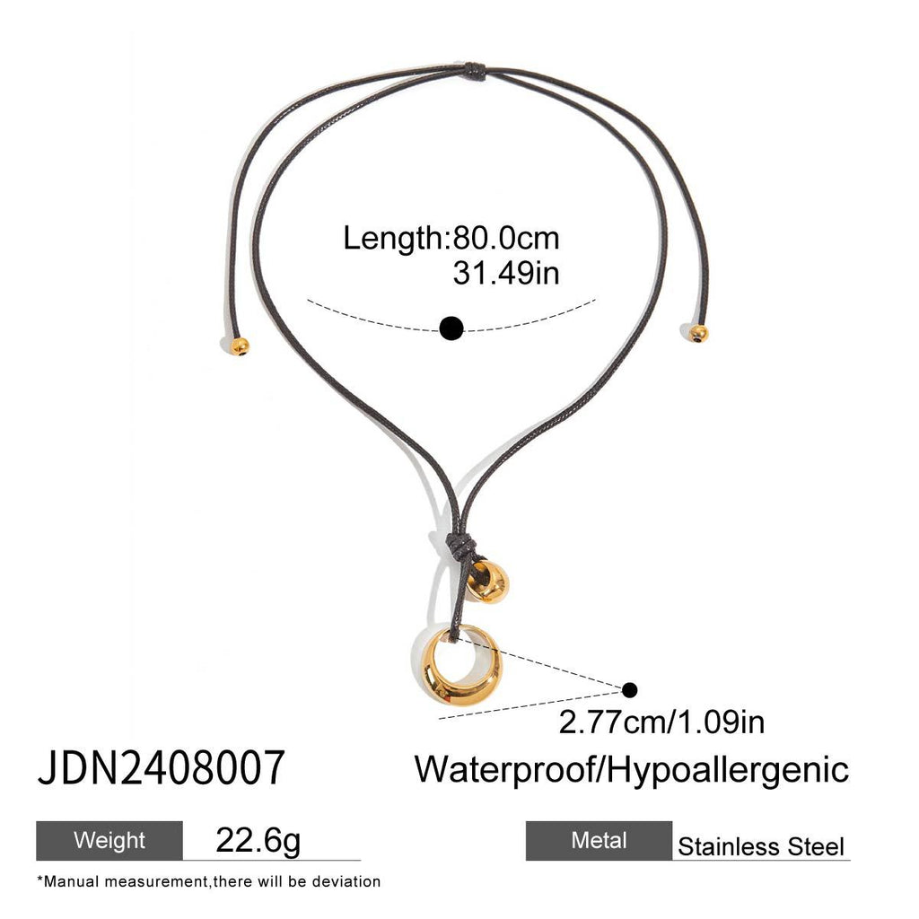 Black Rope Necklace Design Sense Collarbone Chain Non-Fading Stainless Steel Jewelry