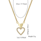 N0162 Minimalist Design Brass Plated18Gold Hollow Heart Pendant Double Heart Necklace Jewelry