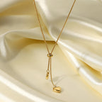 2H Necklace 14K Gold Y Letter Rope Chain Two Heart Pendant Necklace Women's Fashion Necklace