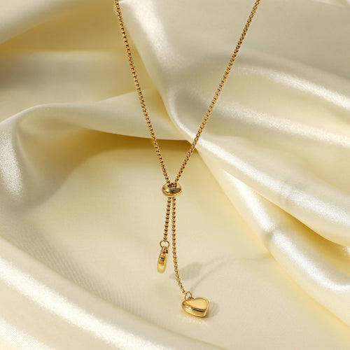 14K Gold-Plated Heart Initial Rope Necklace — front view