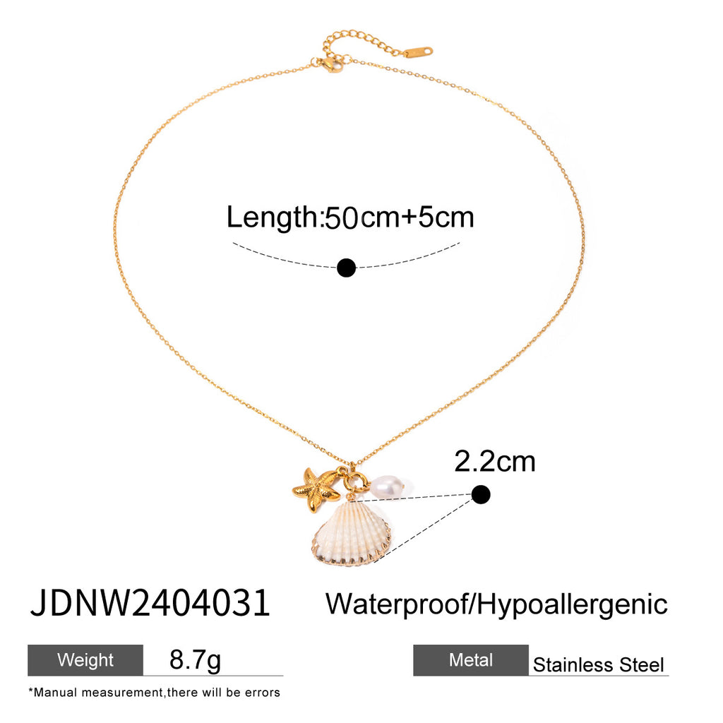 Shell Pearl Necklace Ocean Jewelry Accessories Stainless Steel Jewelry