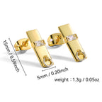 Trendy Cool Rectangular Zircon Hoop Earrings gold Inlaid Diamond Geometric Earrings Fashion Accessories