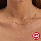 S925 Sterling Silver Asymmetric Collarbone Necklace With Mixed Links