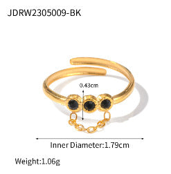 2H Stainless Steel Black Onyx Ring Natural Stone Ring rings