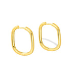 Gold-Plated Brass Geometric Oval Earrings with gold-tone brass construction